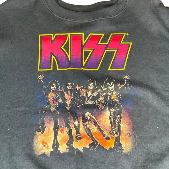 KISS Band Graphic Crewneck Sweatshirt Blue XL Rock Music Retro 60/40 Blend New - Picture 9 of 12